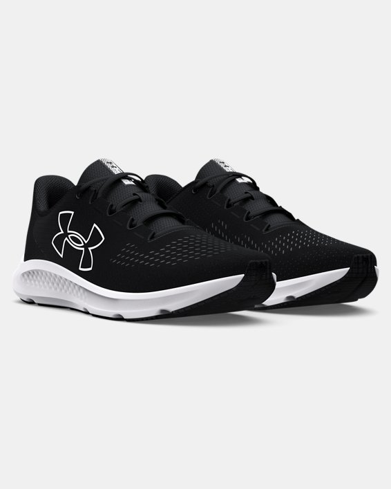 Men's UA Charged Pursuit 3 Big Logo Running Shoes in Black image number 3